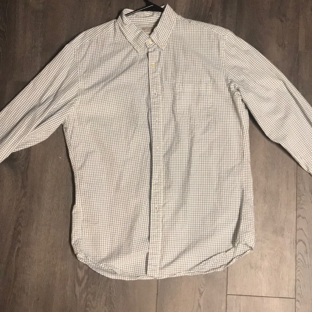 J.Crew woven button down, 100% cotton.
